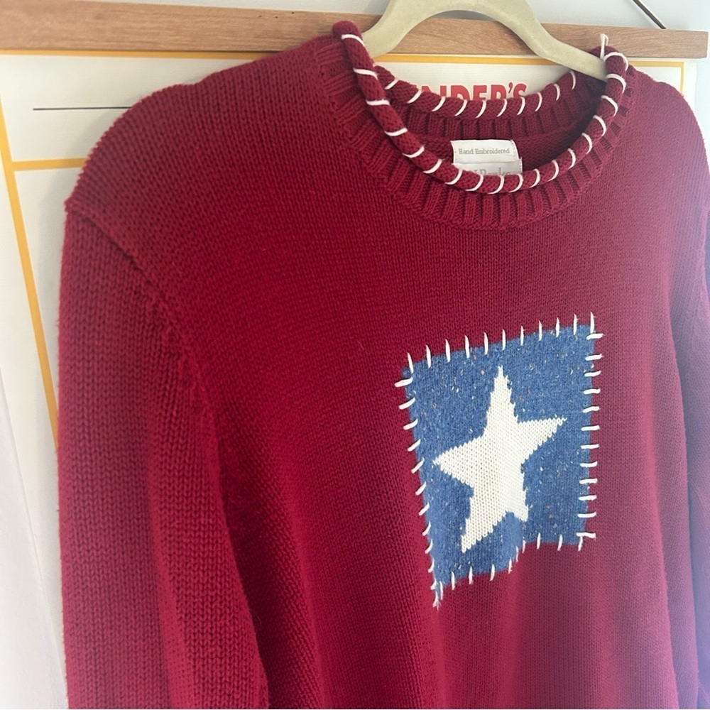 CJ Banks hand embroidered red star sweater 1X - Picture 2 of 8
